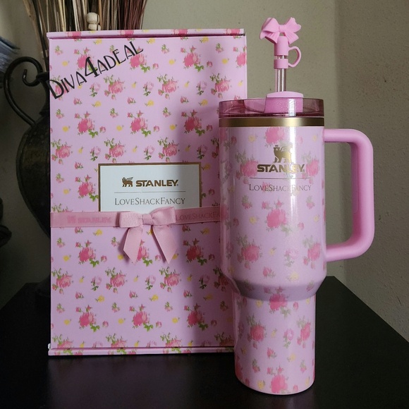STANLEY 1913 X LOVESHACKFANCY 40 OZ Tumbler Pink Ibiza Sunset - Picture 1 of 4